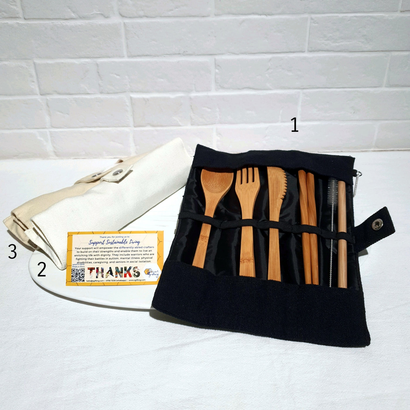 Bamboo Cutlery Set with Organiser Cover
