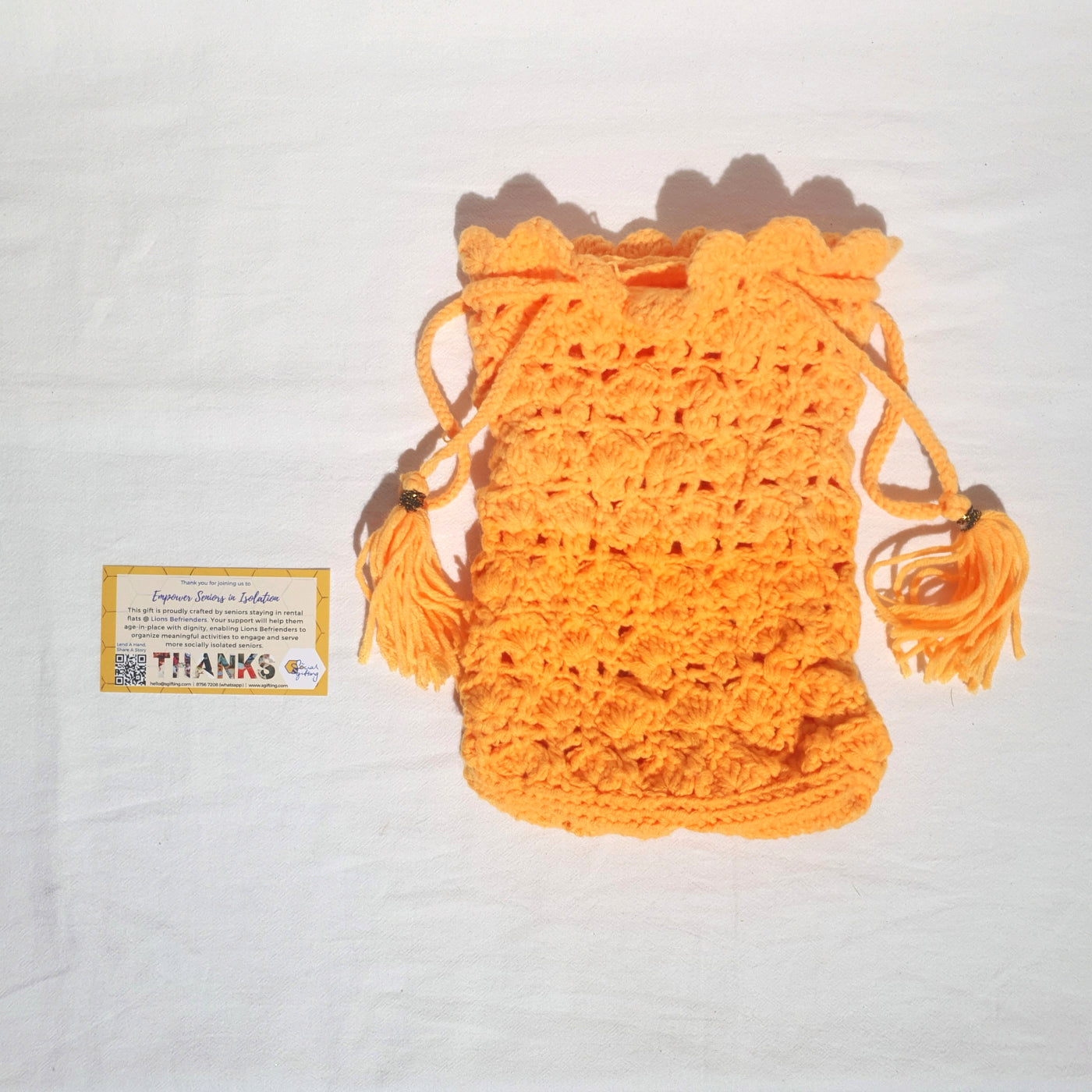 Hand Crocheted Drawstring Bag