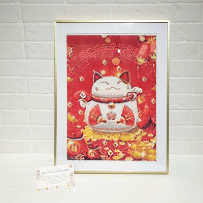 Fortune Cat Diamond Art with Metal Frame