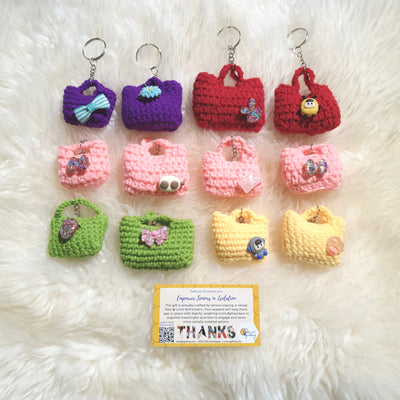 Hand Crocheted Mini Purse and Charm Keychain