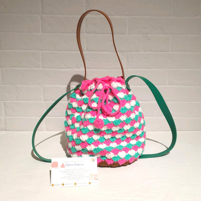 Crochet Crossbody Bucket Bag (Round Base)