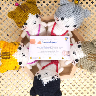 Hand Crocheted Cat with Sling Bag Keychain