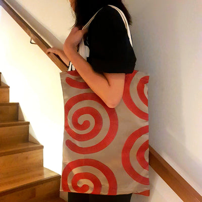 Spiral-Patterned Upcycled Fabric Tote