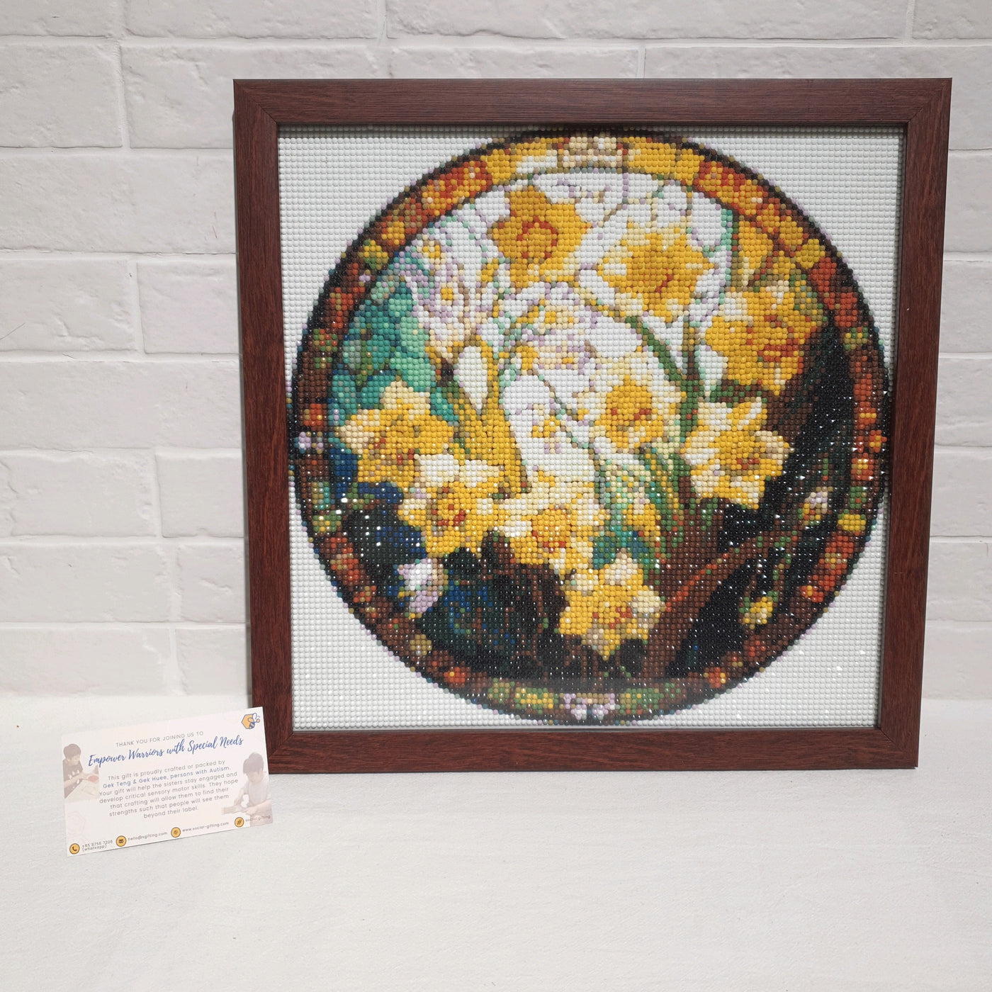 Daffodil Diamond Art in Wooden Frame