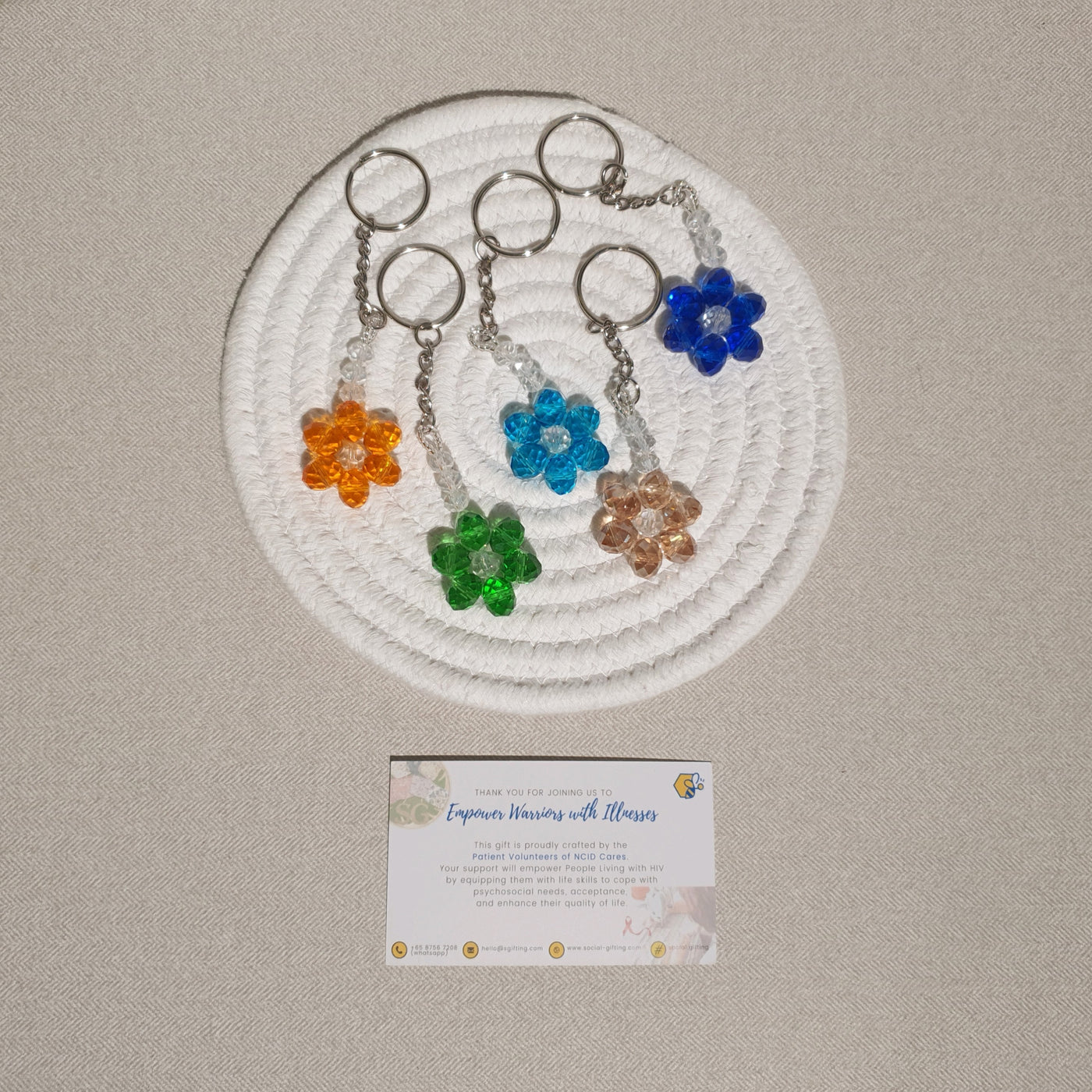 Assorted Beaded Flower Key Ring