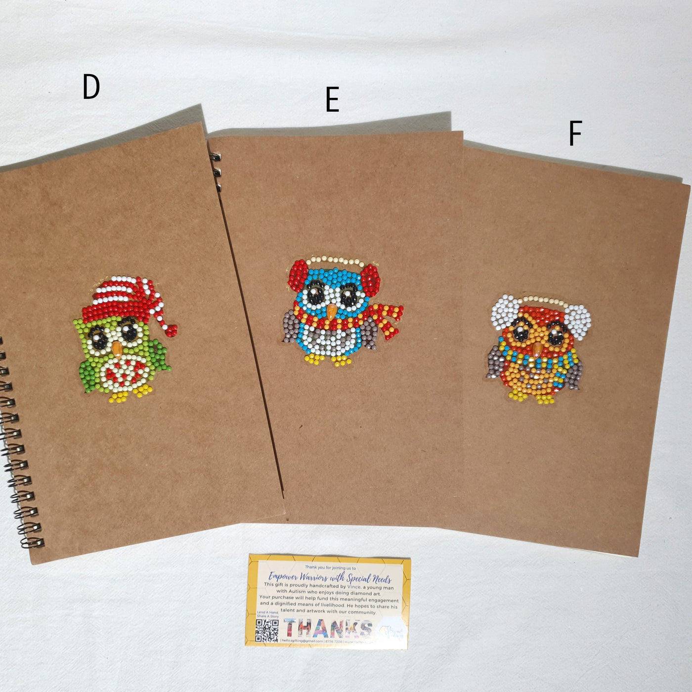 Assorted Diamond Art Stickers on Notebook with Social Gifting Pen Set