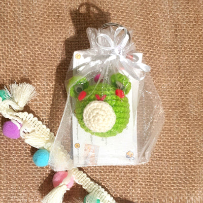 Hand Crocheted Frog Key Ring