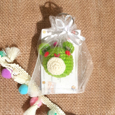 Hand Crocheted Head Key Ring (Frog)