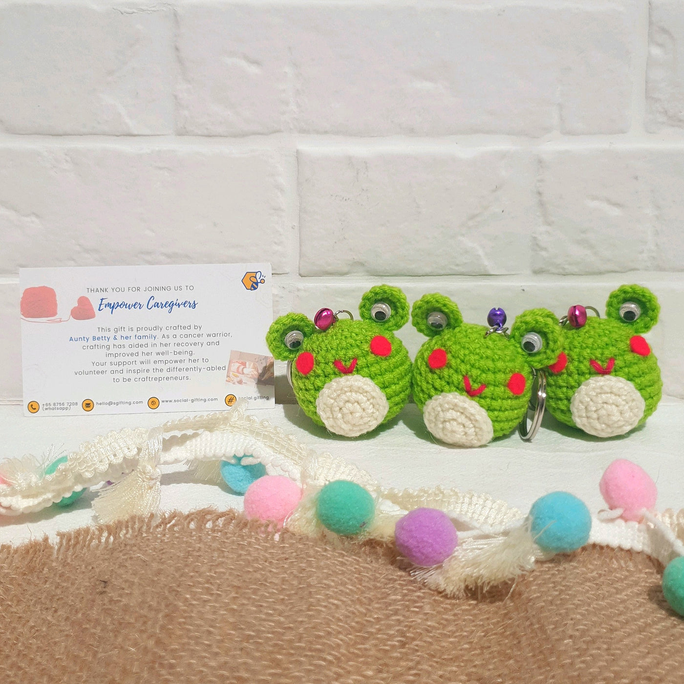 Hand Crocheted Frog Key Ring