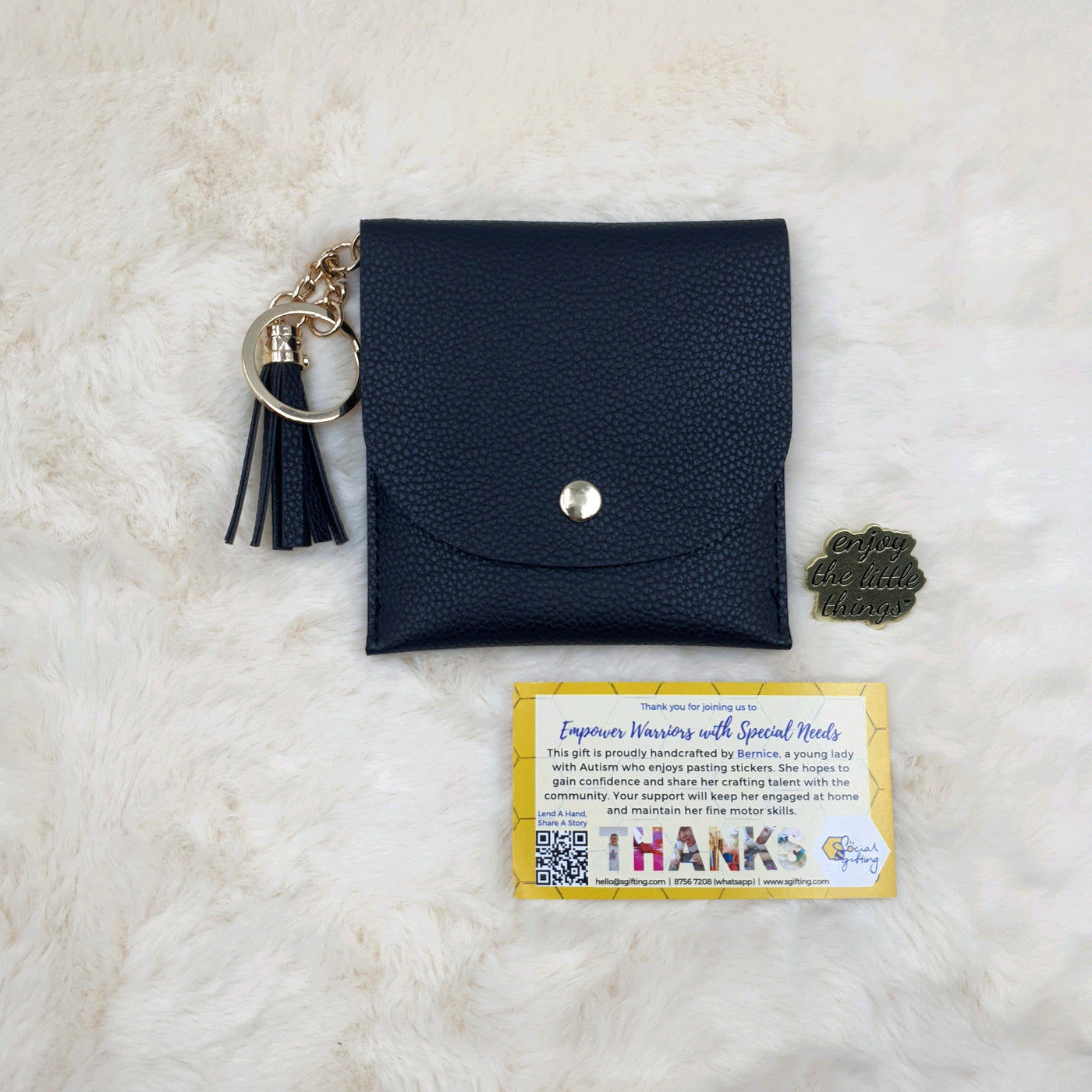 PU Leather Coin Purse with Motivational Pin