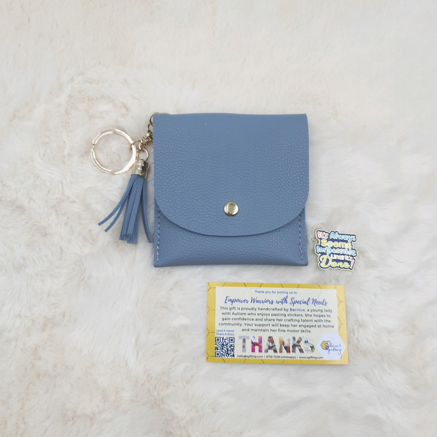 PU Leather Coin Purse with Motivational Pin