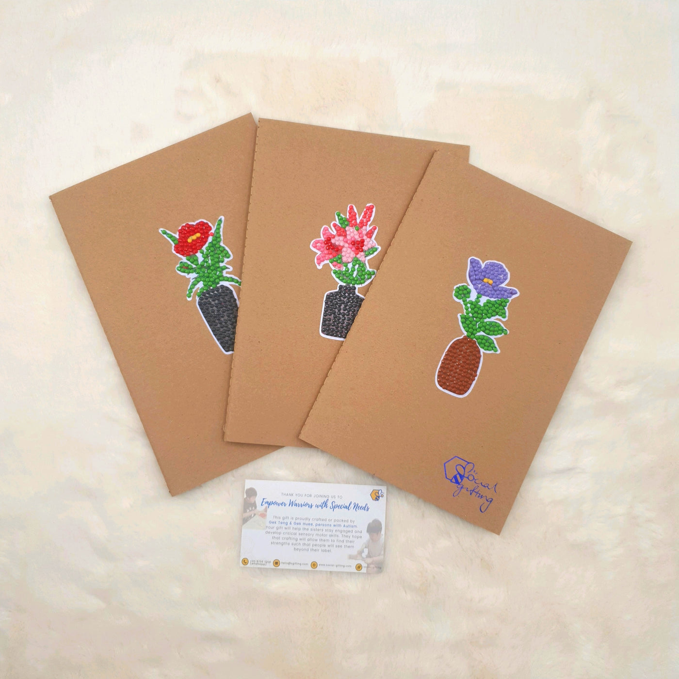 Flower Diamond Art Stickers on Notebook