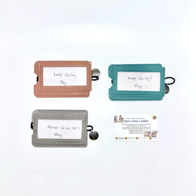 PU Leather Luggage Tag with Motivational Charm and Message