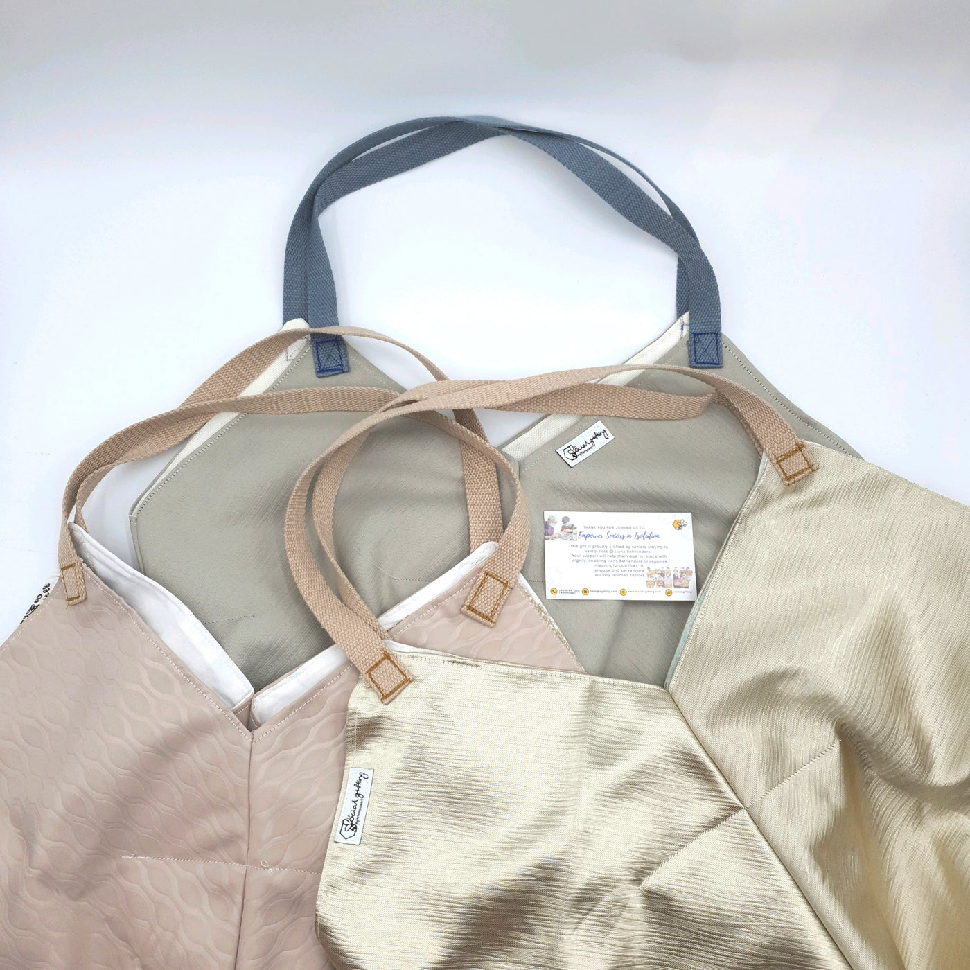 Upcycled Fabric V-Shaped Tote Bag
