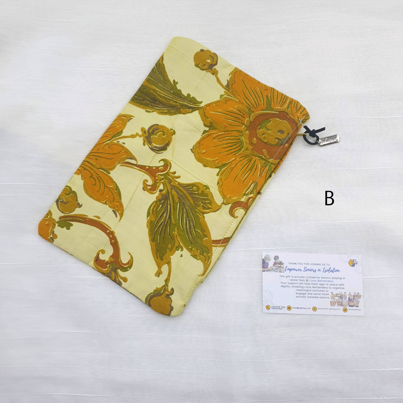 Patterned Fabric Pouch with Charm