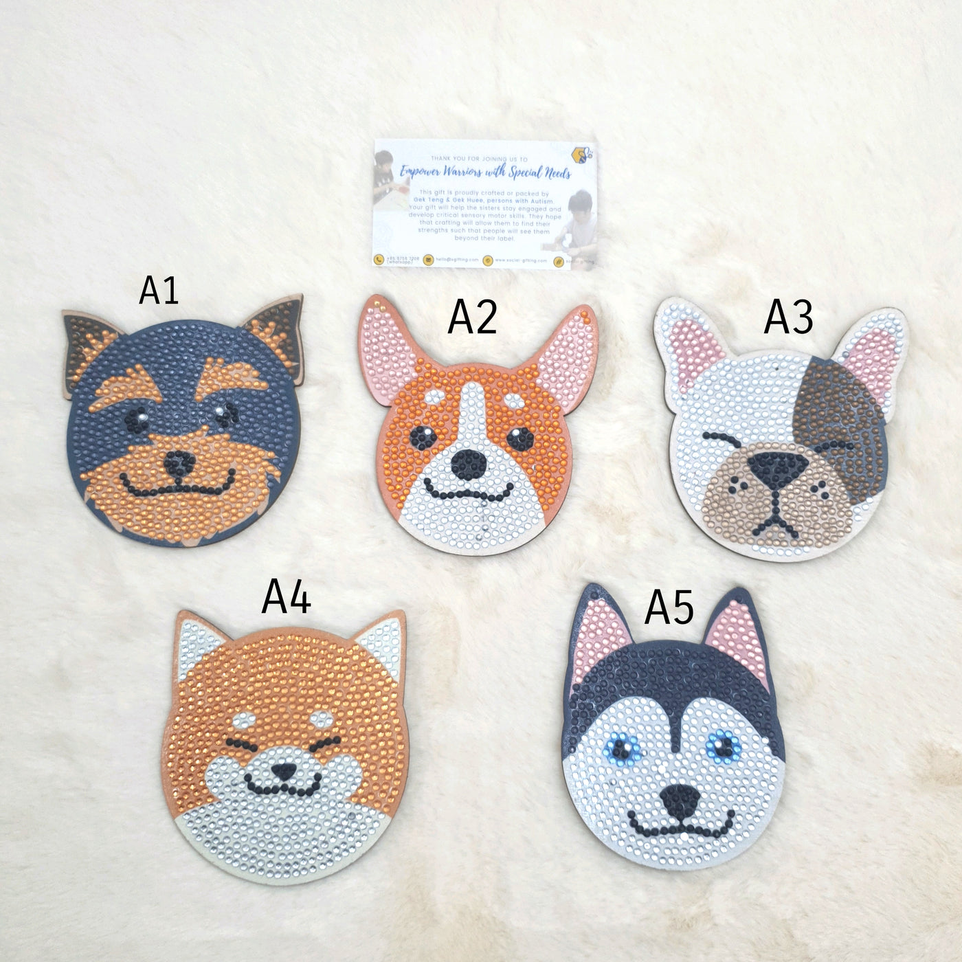 Dog Diamond Art Coaster on Wood