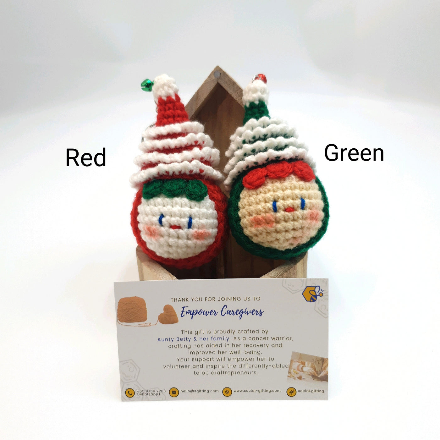 Hand Crocheted Christmas Doll Head Keyring