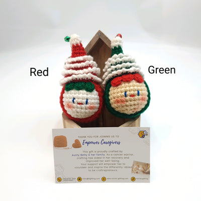 Hand Crocheted Christmas Doll Head Keyring