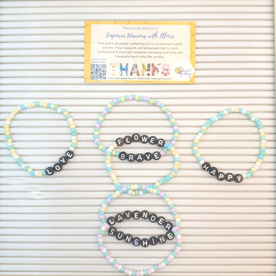 Pastel Beaded Bracelet (Black Words)