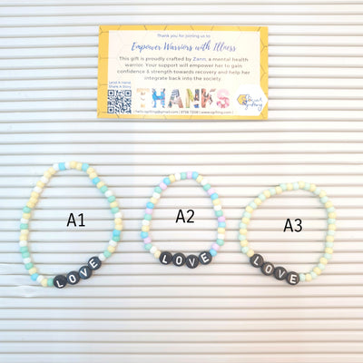 Pastel Beaded Bracelet (Black Words)