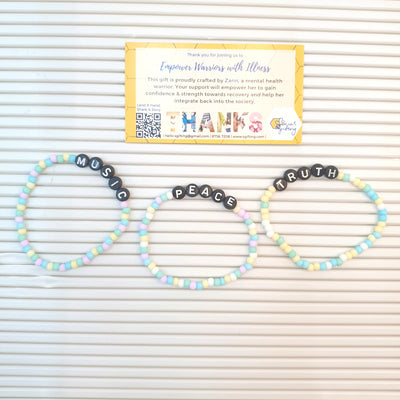 Pastel Beaded Bracelet (Black Words)