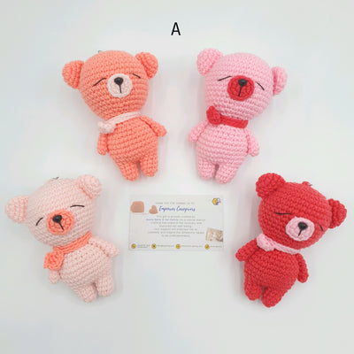 Hand Crocheted Bear with Scarf Key Ring