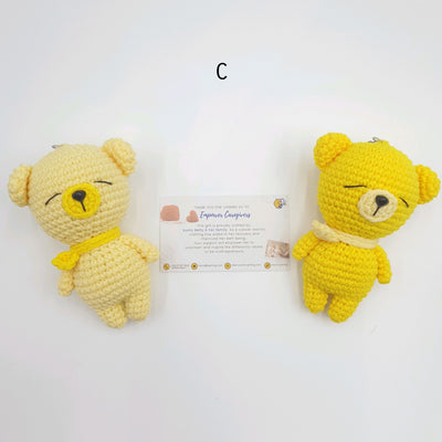 Hand Crocheted Bear with Scarf Key Ring