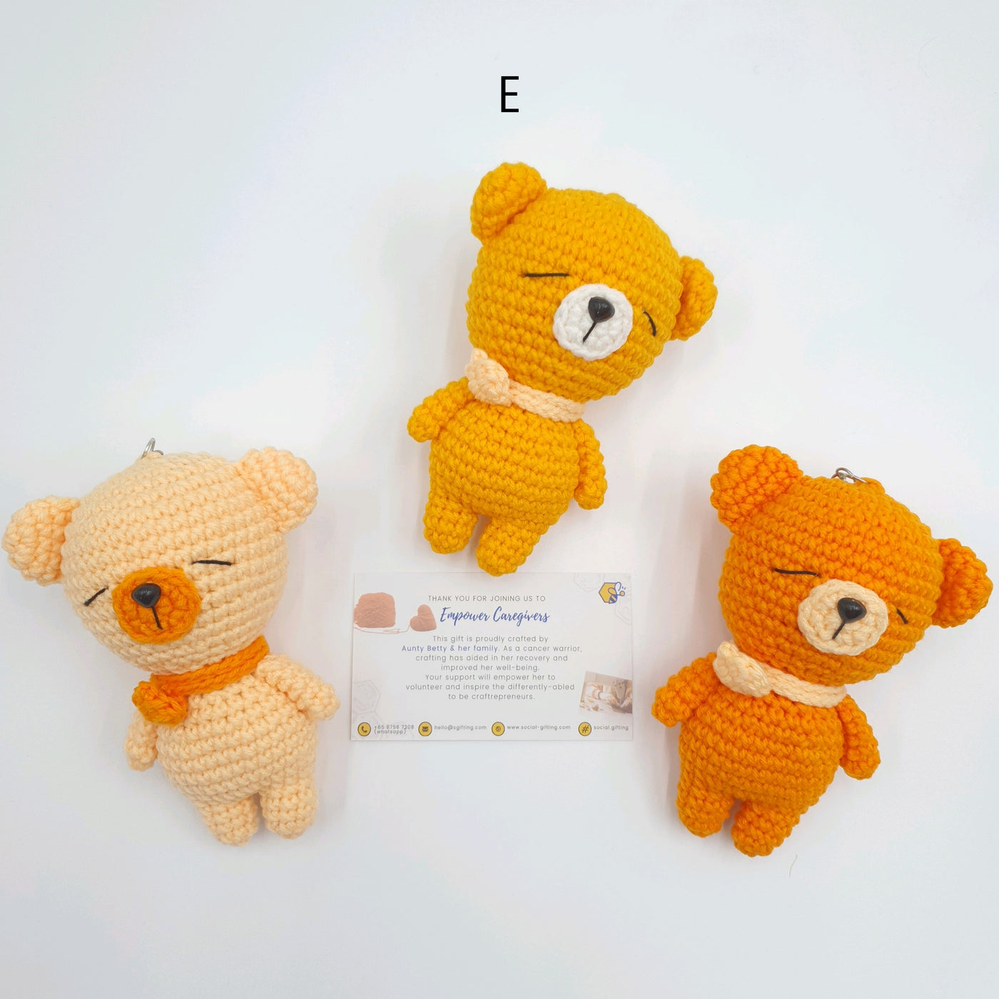 Hand Crocheted Bear with Scarf Key Ring