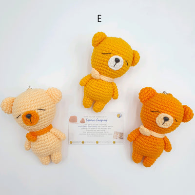 Hand Crocheted Bear with Scarf Key Ring