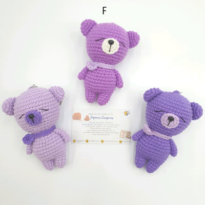 Hand Crocheted Bear with Scarf Key Ring