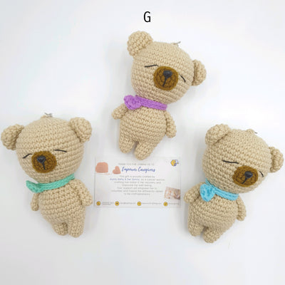 Hand Crocheted Bear with Scarf Key Ring