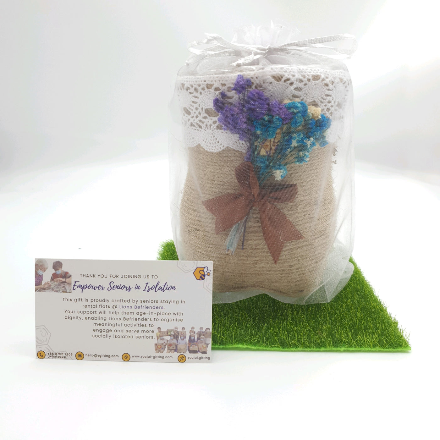 Jute Yarn Pencil Holder with Baby Breath