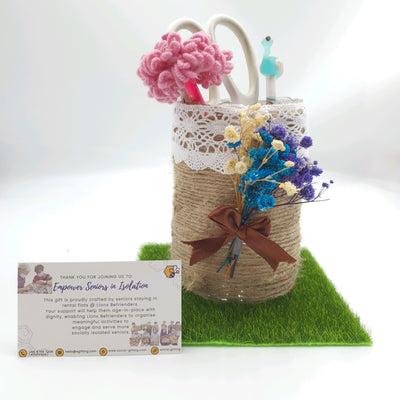 Jute Yarn Pencil Holder with Baby Breath
