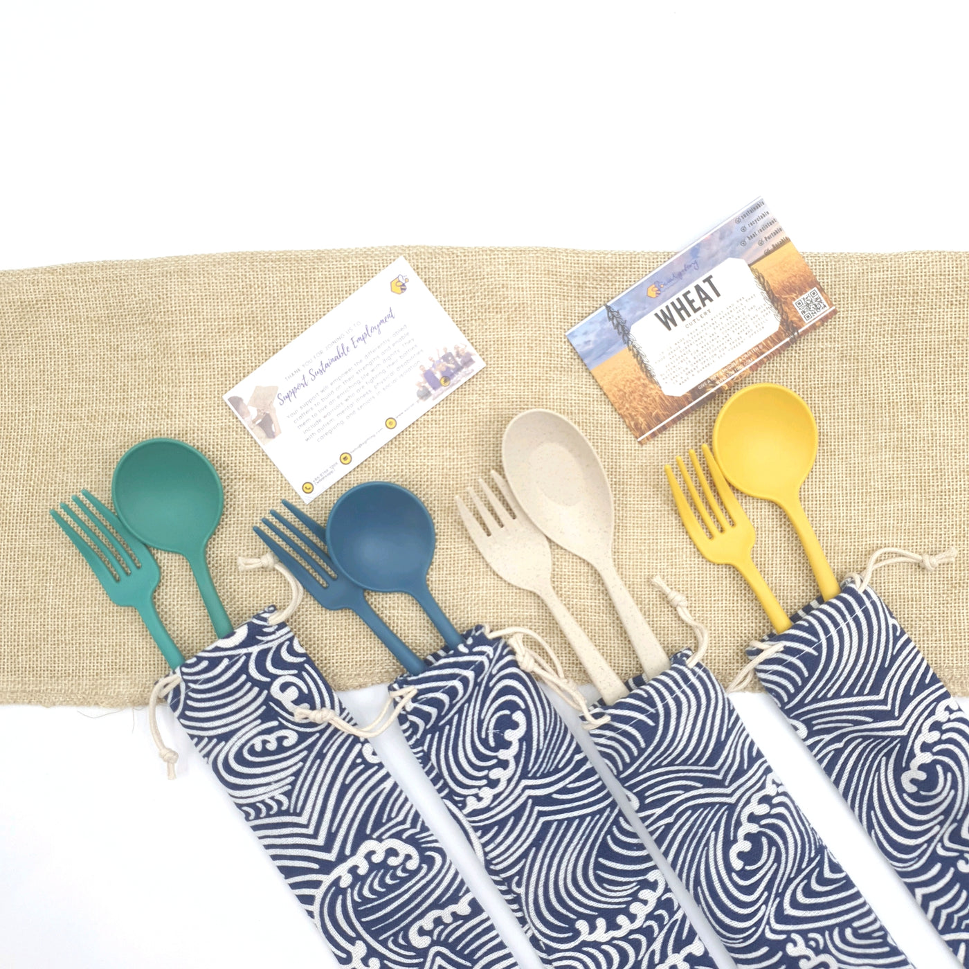 Wheat Cutlery Set with Fabric Pouch
