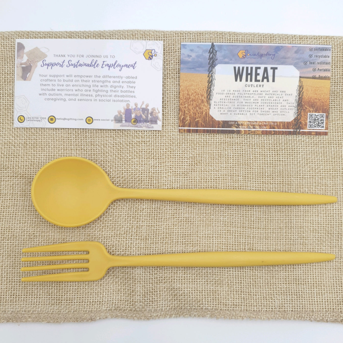 Wheat Cutlery Set with Fabric Pouch