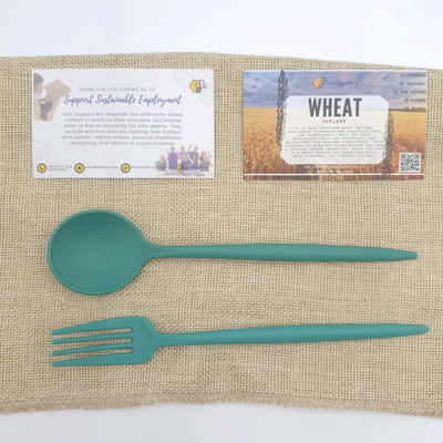 Wheat Cutlery Set with Fabric Pouch