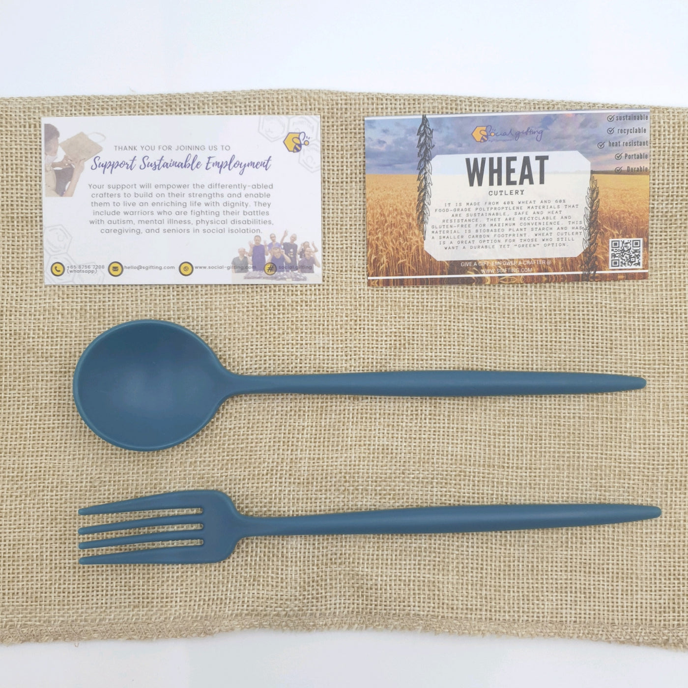 Wheat Cutlery Set with Fabric Pouch