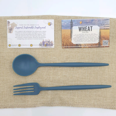 Wheat Cutlery Set with Fabric Pouch