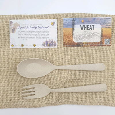 Wheat Cutlery Set with Fabric Pouch