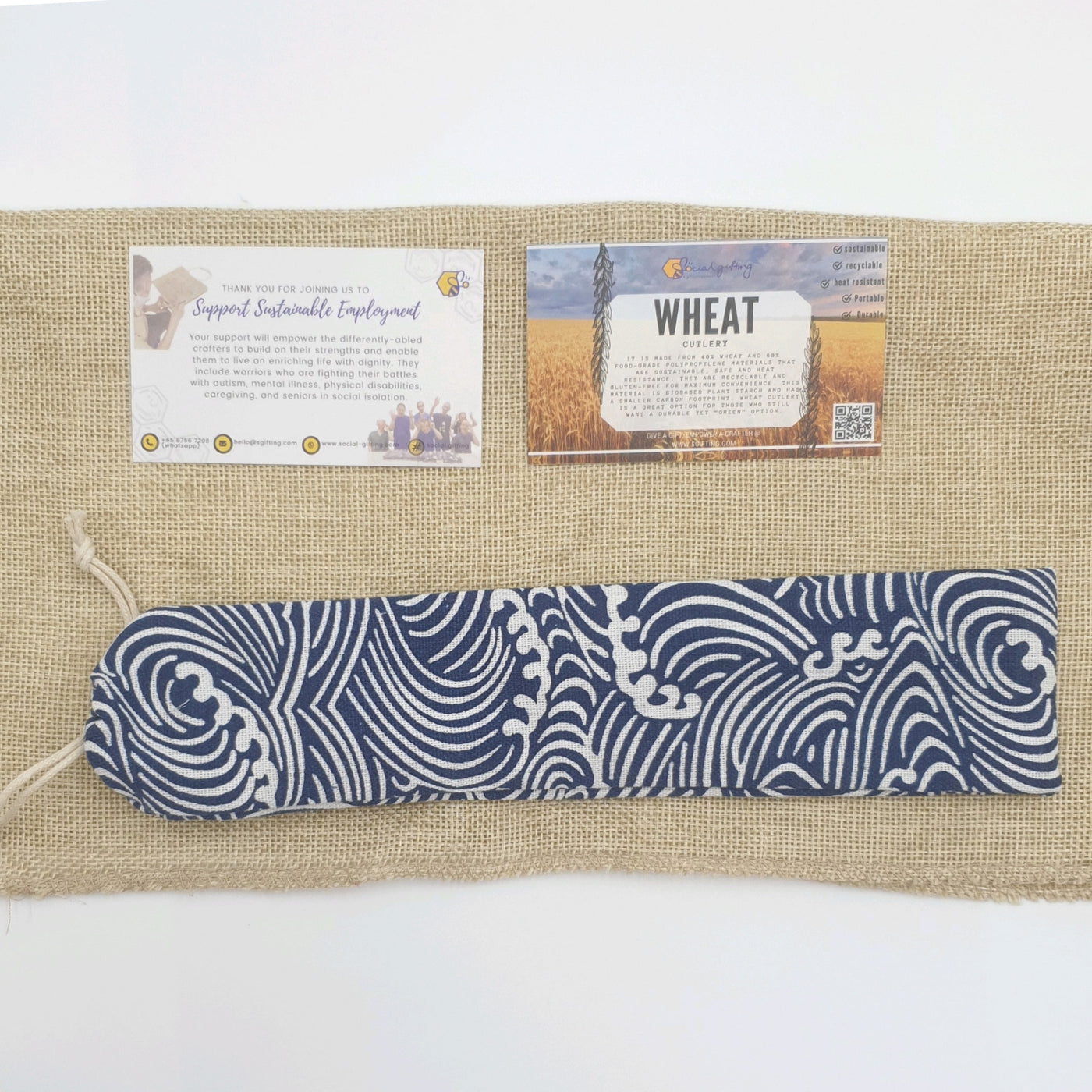 Wheat Cutlery Set with Fabric Pouch