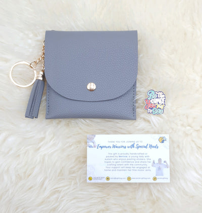 PU Leather Coin Purse with Motivational Pin
