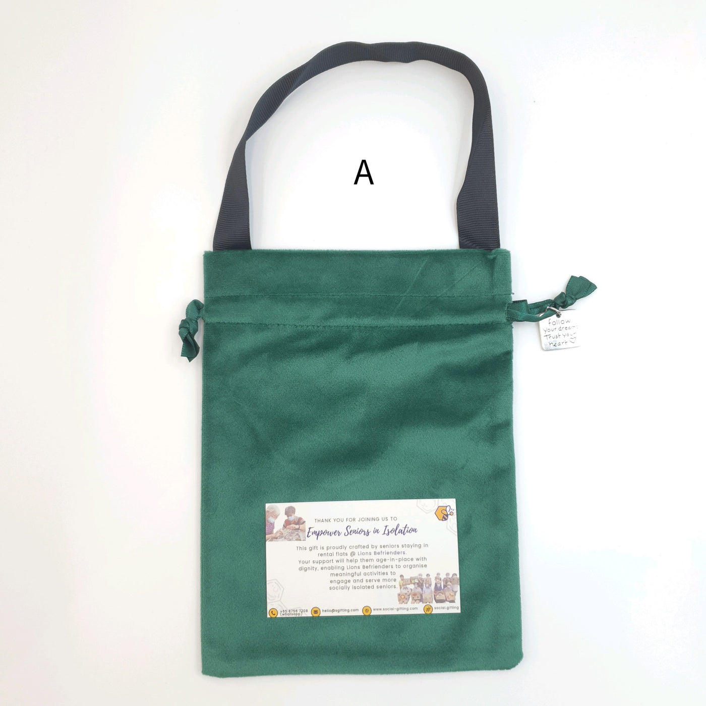 Velvet Lunch Bag with Charm