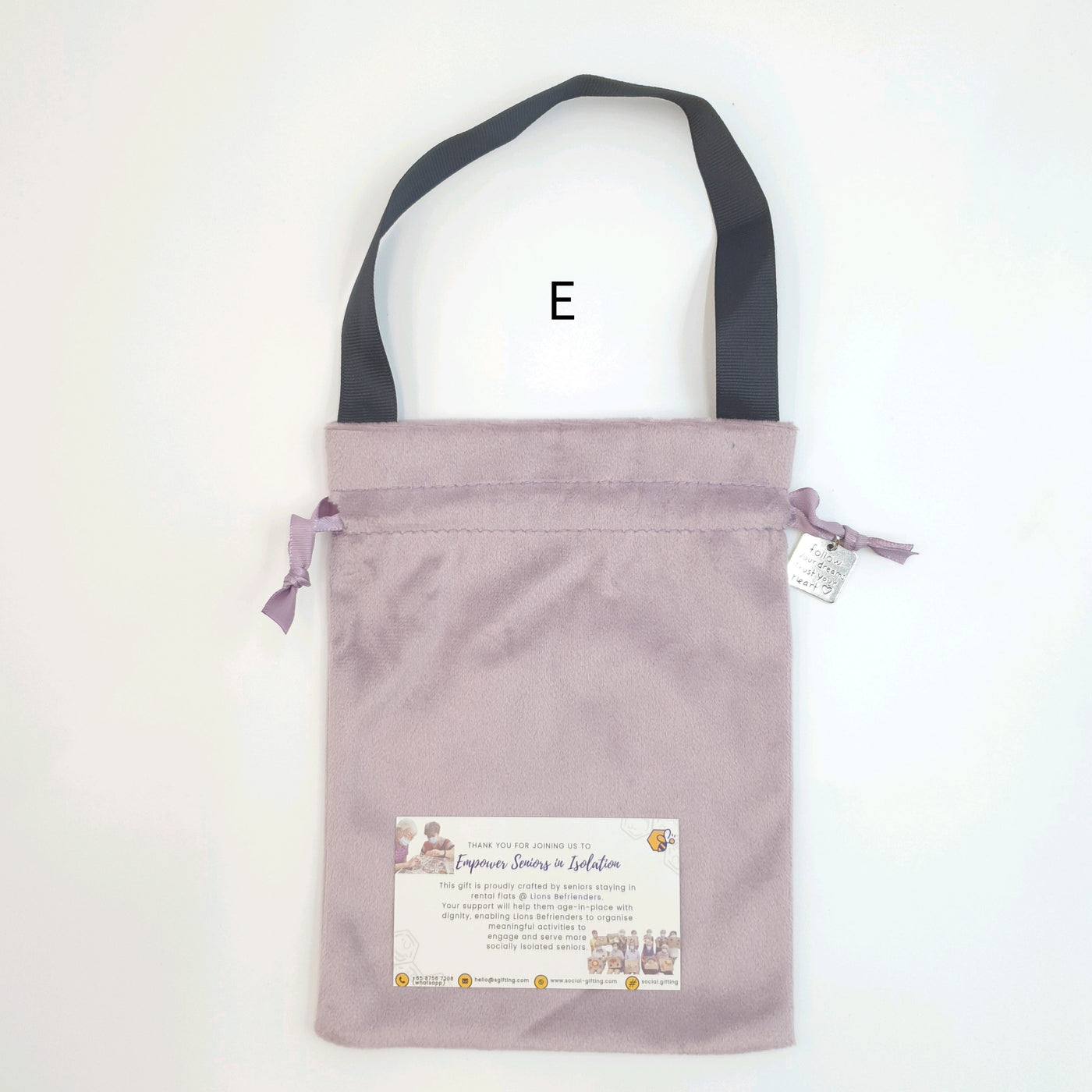 Velvet Lunch Bag with Charm
