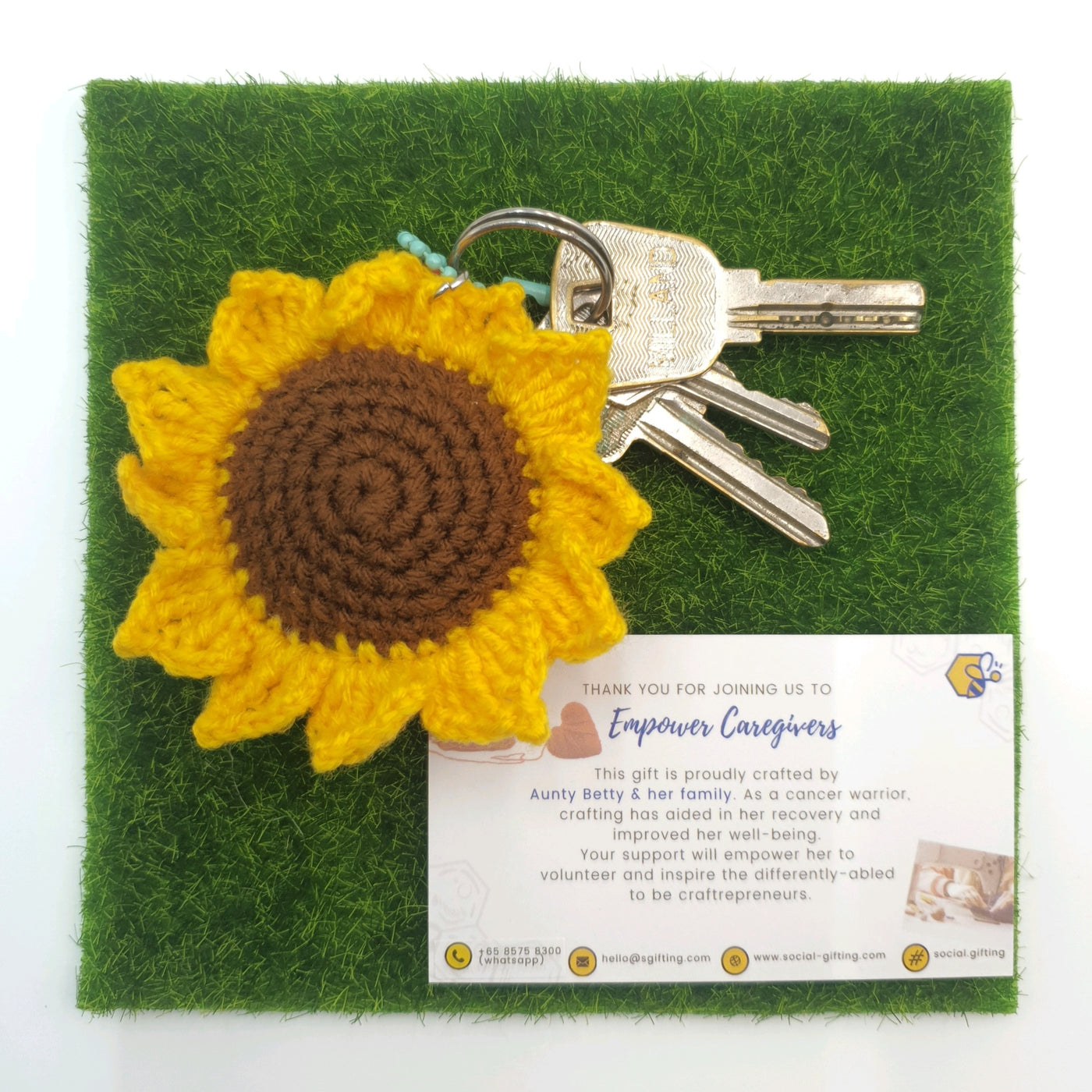 Crocheted Sunflower Keychain