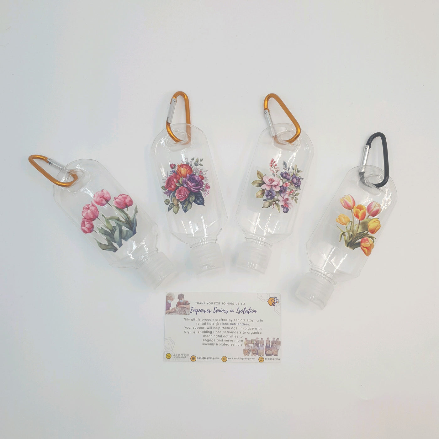 Flower-Printed Hand Sanitizer Bottle