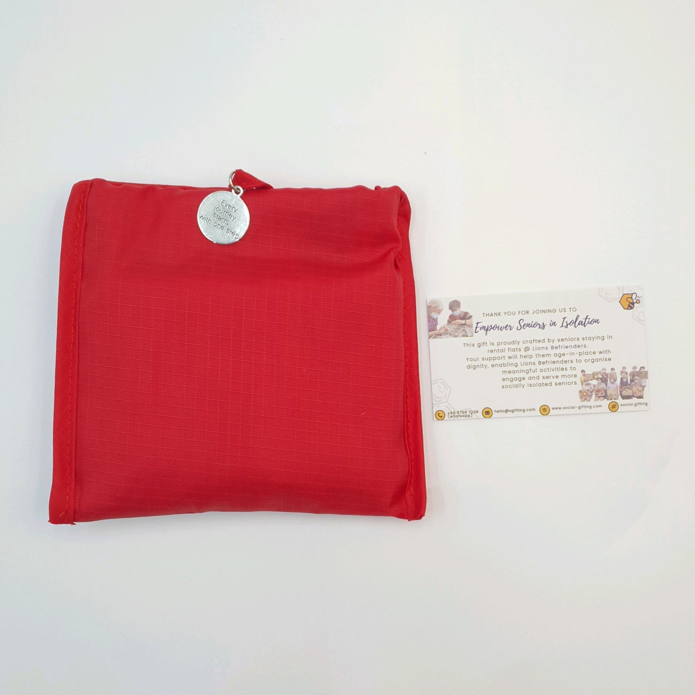 Square Nylon Eco Bag with Motivational Charm