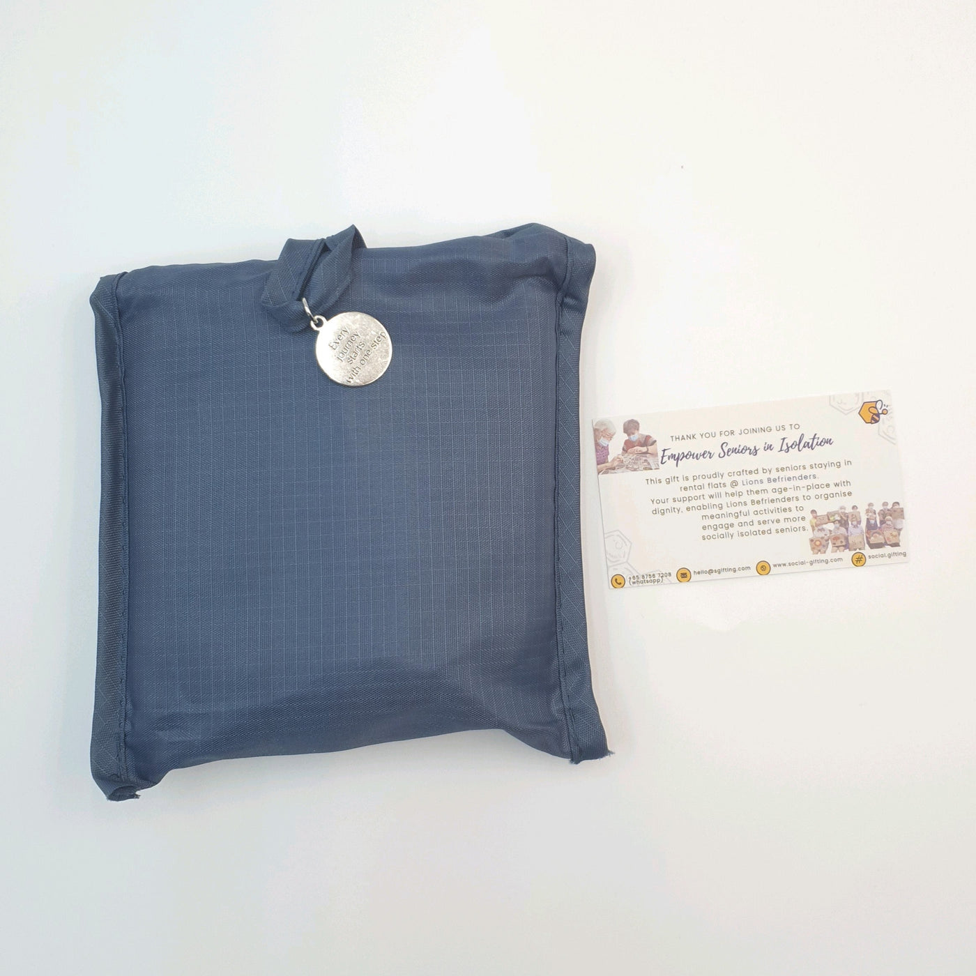 Square Nylon Eco Bag with Motivational Charm