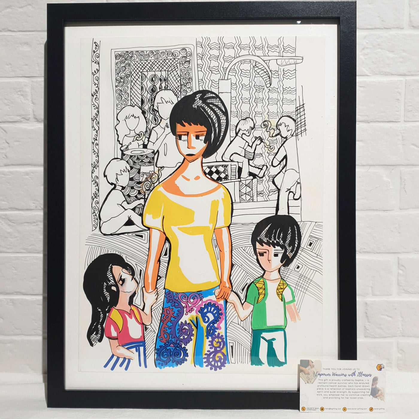 Assorted Hand-drawn Art with Frame (30 x 40)