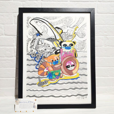 Assorted Hand-drawn Art with Frame (30 x 40)