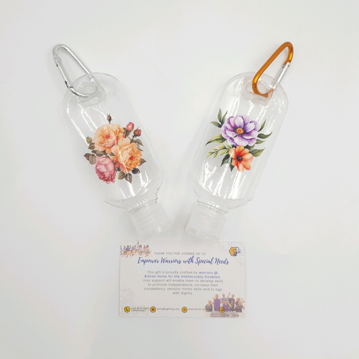 Flower-Printed Hand Sanitizer Bottle